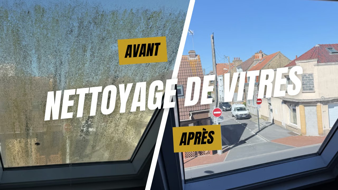 Fenêtre de toit encrassée avant et après nettoyage de vitres par APML